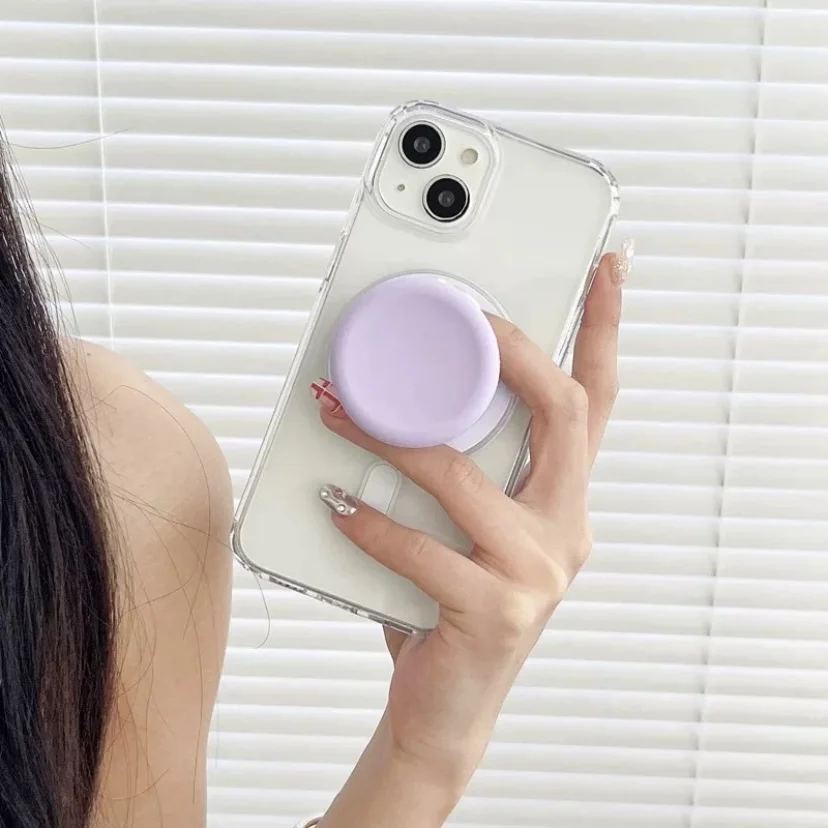 مقبض هاتف مغناطيسي من السيليكون لهاتف Apple وAndroid المحمول عالمي قابل للطي وسهل الإمساك بشكل لطيف وصغير