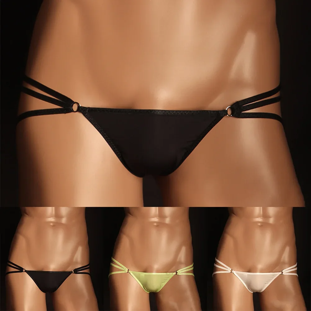 Mannen Sexy Slips Ijs Zijde Hol Ondergoed Gladde Lage Taille Onderbroek Homo Sissy Pouch Slipje Ultradunne Lingerie