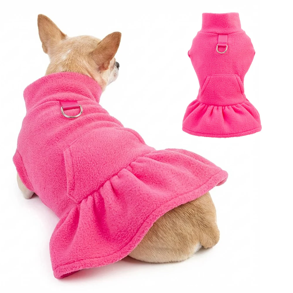 Small Dog Fleece Shirt Turtleneck Dogs Sweater Vest, Warm Puppy Fleece Dresses Pet Pullover Jacket Cold Weather Coat