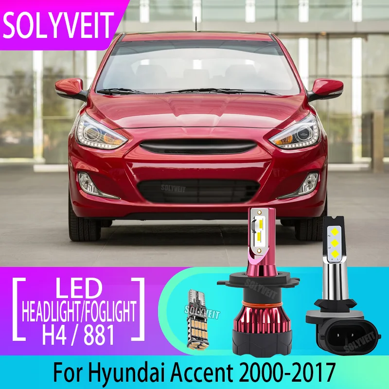

6000k Clear White H4 881 LED Headlamp Foglamp 12v FOR Hyundai Accent 2000 2001 2002 2003 2004 2005 2006 2007 2008 2009-2017