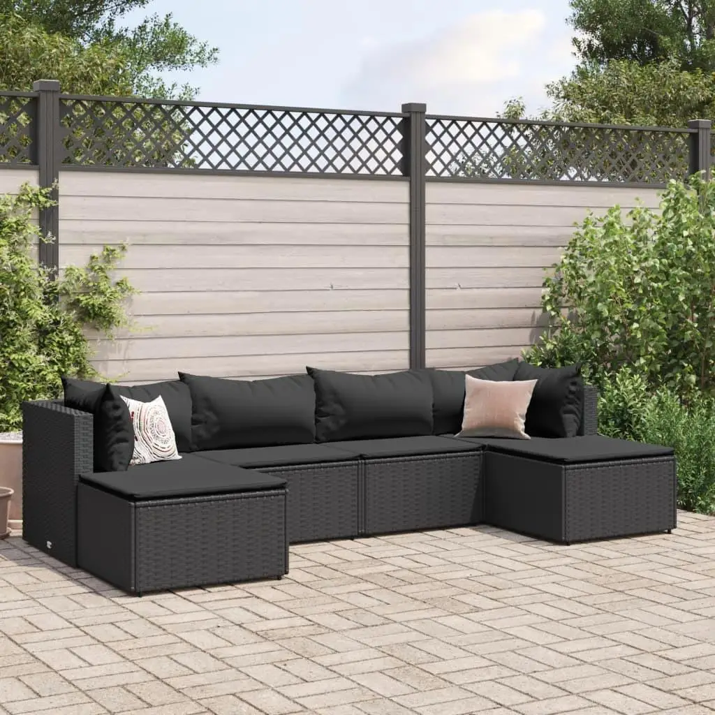 

Black PE Rattan Patio Lounge Set with Powder Coated Steel Frame and Comfortable Polyester Cushions for Outdoor Relaxation