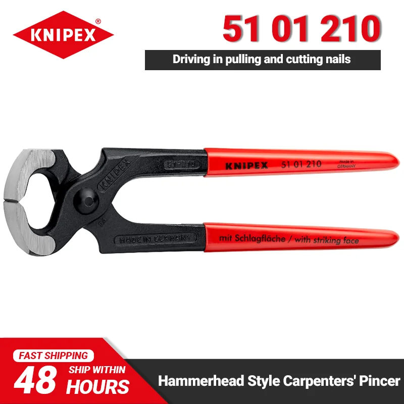 KNIPEX Hand Tools 51 01 210 Hammerhead Style Carpenters' Pincers Multi-functional Driving in Pulling and Cutting Nails