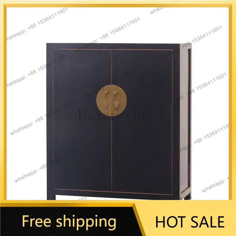 XX. New Chinese solid wood, retro style foyer cabinet, antique and old entrance, storage cabinet