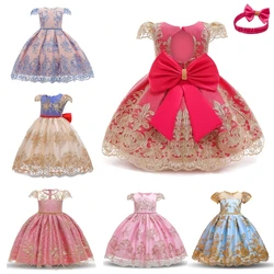 Baby Girls Birthday Vintage Princess Dress Baby Embroidery Gown Vestidos Girl Wedding Dress Kid Formal Occasion Gala Gown Baby