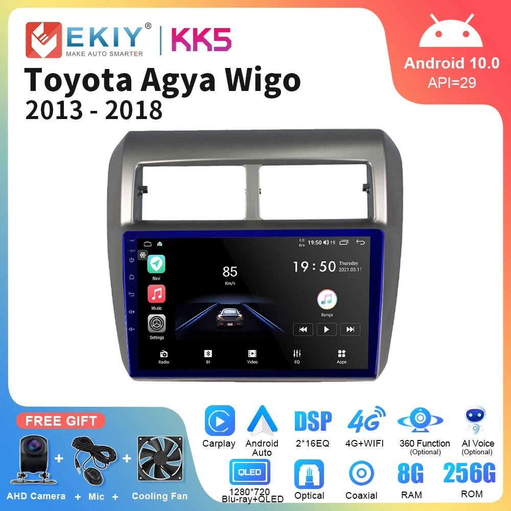 

EKIY KK5 8G 256G Android Car Radio For Toyota Agya Wigo 2013-2019 Multimedia Player Carplay Stereo 2Din DVD no DVD Tape Recorder