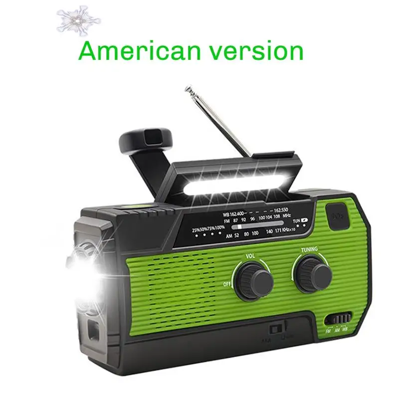 

Emergency Weather Radio FM/AM/NOAA,Portable Hand Crank Radio,Flashlight ,Solar Powered 4000Mah For Outdoor Camping