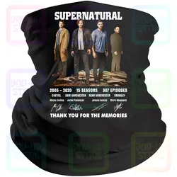 Supernatural Anniversary Thank You For The Memories Black Bandana Mask Scarf Neck Gaiter Mouth Cover