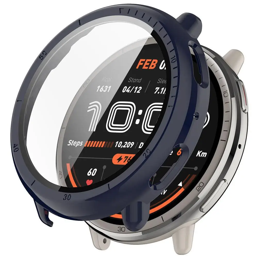 

Защитный чехол Amazfit Active2 со встроенной пленкой из закаленного стекла 9H, жесткий чехол для ПК для Huami Yuewo A2437, простой в установке, прочный