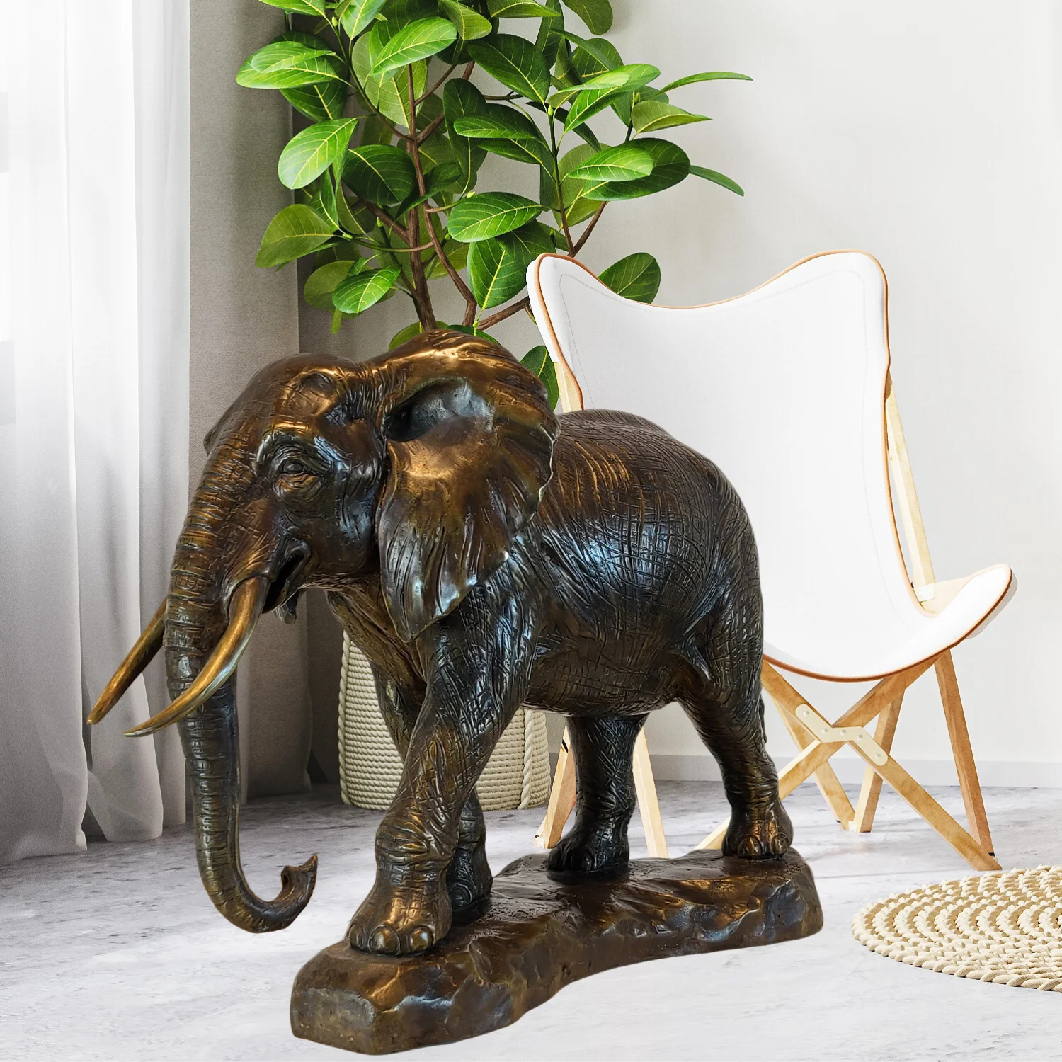 Bronze Elephant Sculpture Casting Safari Animal Statue Elephant Statue Handcrafted Collectible Premium Office Home Decor Gift