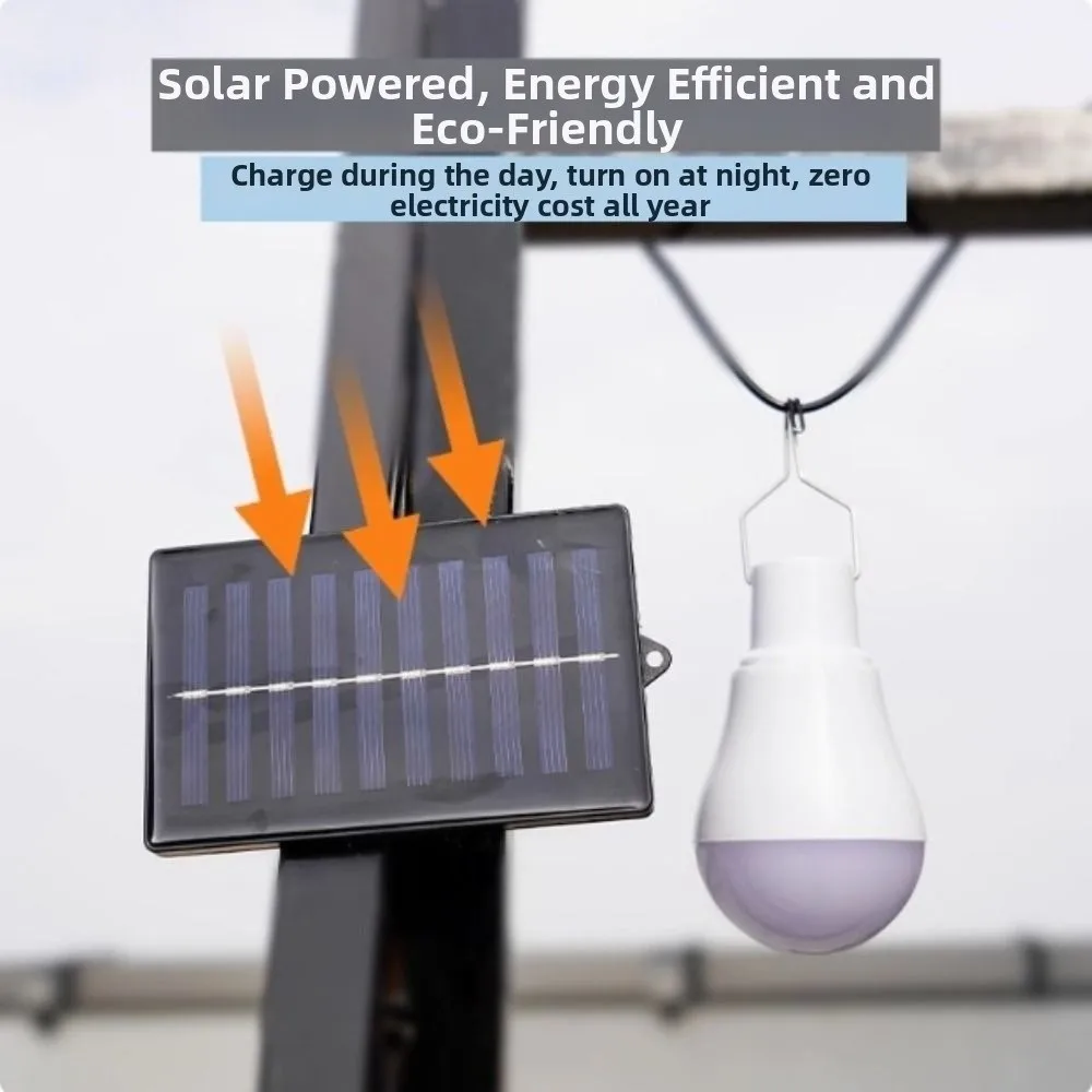 USB Charged LED Solar Bulb Portable Hanging Sunlight Solar Energy Light Easy Installation with Hook Fishing Camping Lamp Hiking