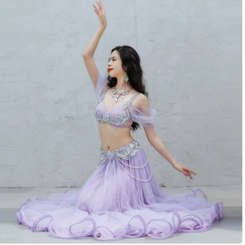 

2023 New Fairy Style Belly Dance Dress Double Layer Big Swing Skirt Professional Performance Outfit For Dance Show Competition