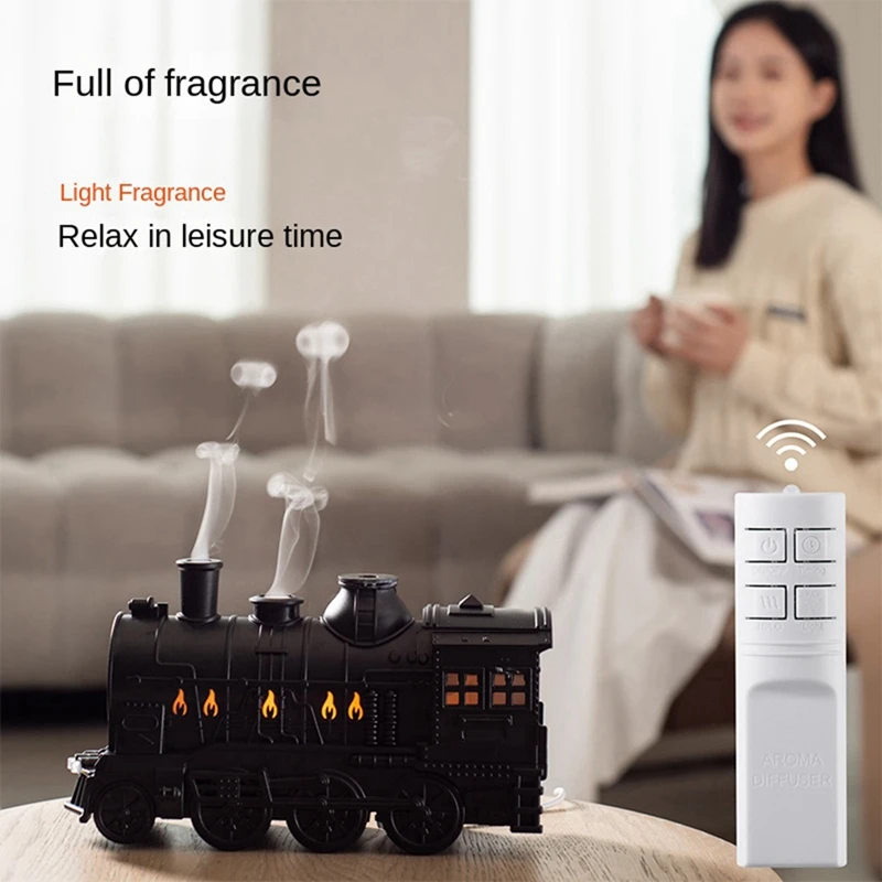 Mini Train Shape Aromatherapy Essential Oil Diffuser Ultrasonic Cool Mist Air Humidifier With LED Lamp Easy To Use US Plug