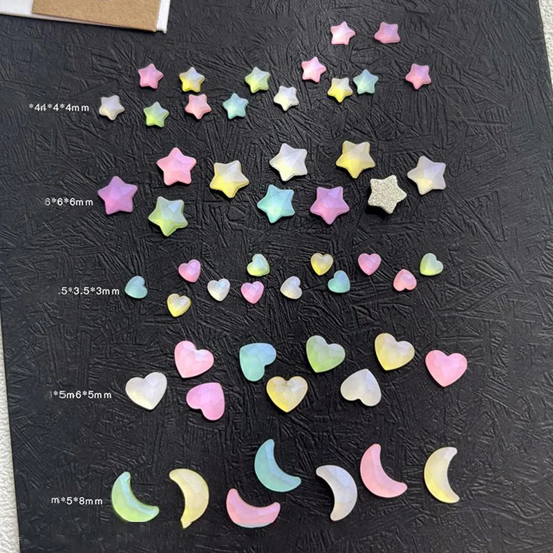 Pièces de luxe pour Nail Art, étoile d'amour, lune, résine cristal, manucure, strass à dos plat, fournitures de décoration, breloques, 20 pièces