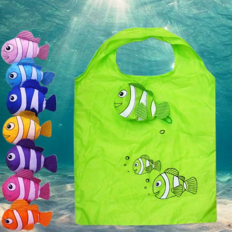 New Plastic Foldable Recycle Shopping Bag Reusable Tote Cartoon Animal Fruit Vegetable Grocery Shopping Storage Shoulder Bags