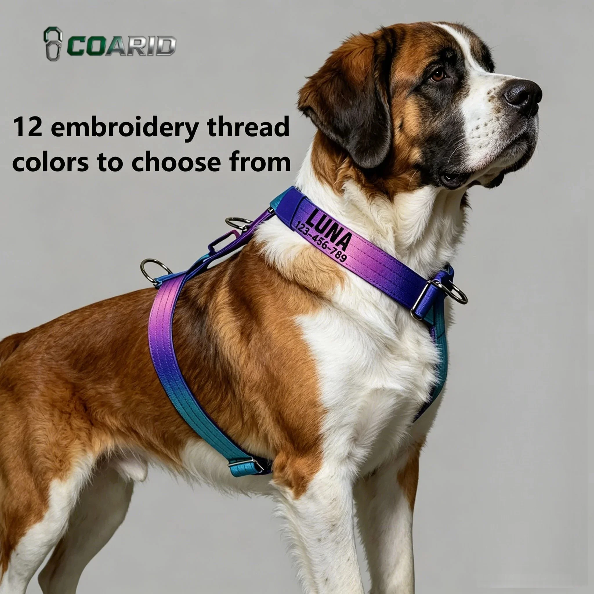 

Custom Dog Chest Strap Name Knitted Lettering, Anti-Loss Breathable No Pull, Multi-Purpose Reflective Pet Harness Medium Large