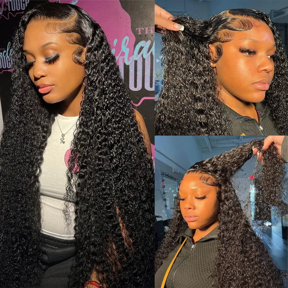 

Water Wave Curly 13x6 Transparent Lace Front Glueless Human Hair Wigs 30 32 34 Inch Deep Wave 13x4 Lace Frontal Wig For Women