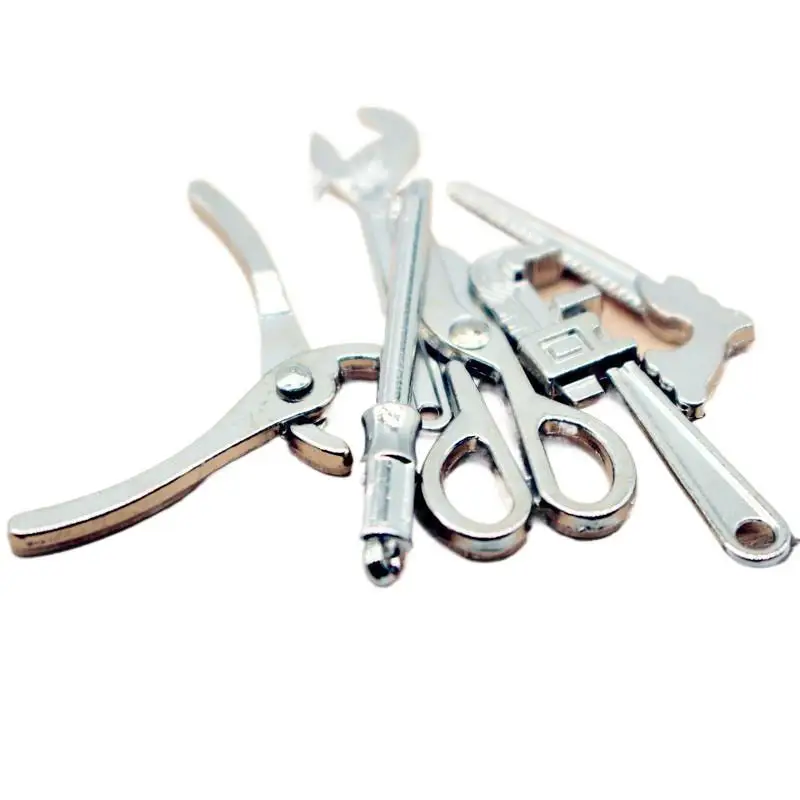 Juego de herramientas de alicates de llave ajustable de aleación en miniatura para casa de muñecas, modelo de reparación para decoración de casa de muñecas, juguetes para juego de imitación, 5 uds., 1:12