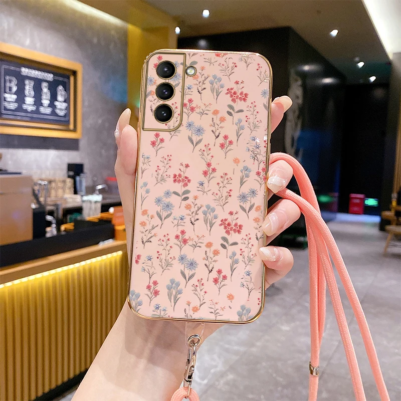 S 22 Small Garden Luxury Plating Phone Case For Samsung S22 S23 S22Plus S21Plus S20 S21FE S21 S22Ultra S20FE S23Plus S10 Cover