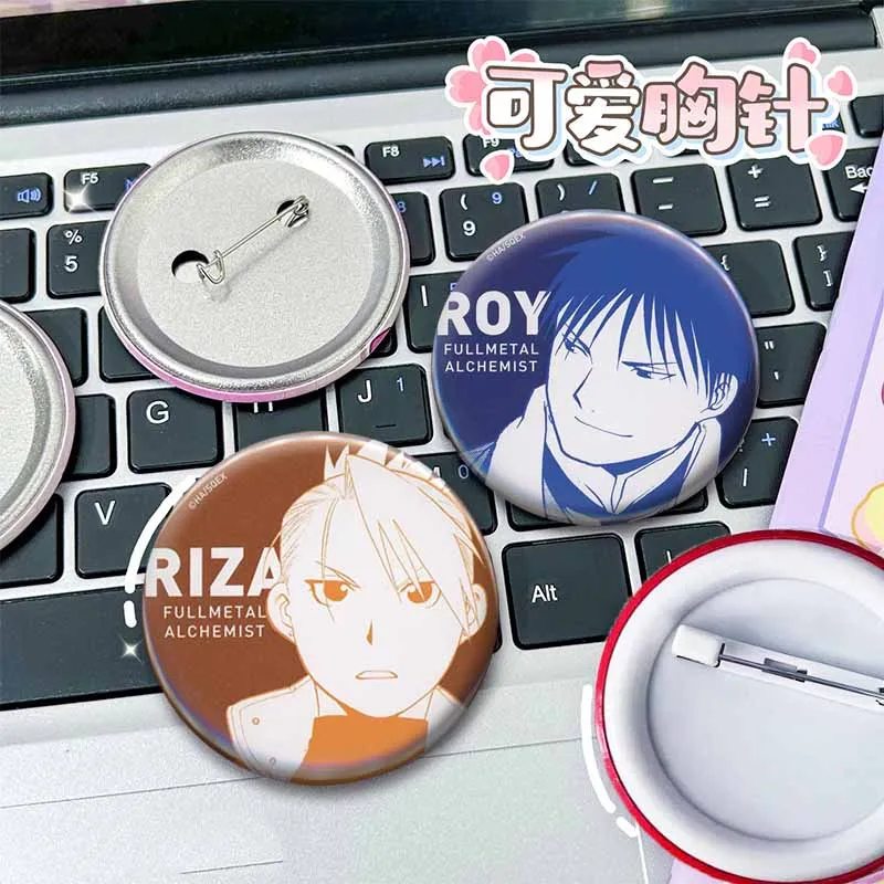 Fullmetal Alchemist Anime Icon Button Pins Tinplate Brooches on Backpacks Clothes Edward Alphonse Badge Jewelry Accessories Gift