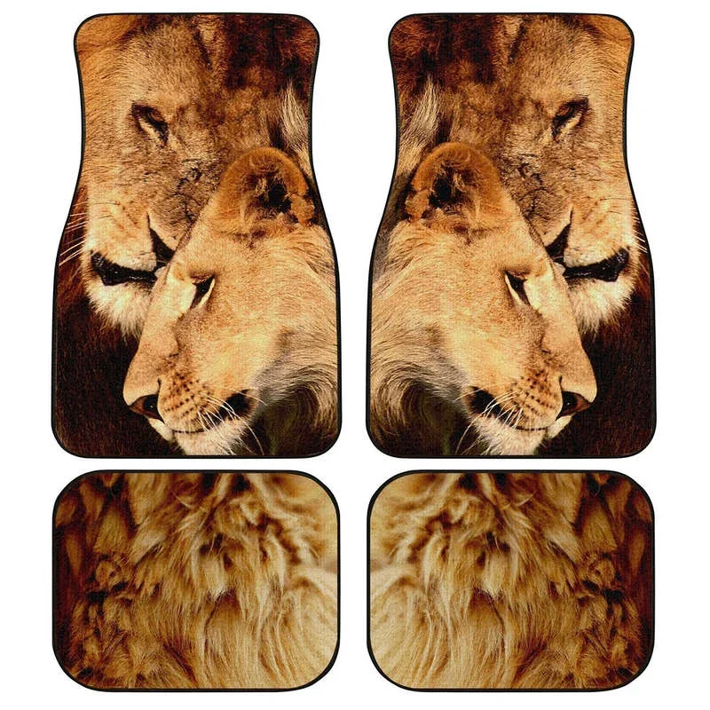 

Couple Lion Car Floor Mats Custom Car Accessories Anniversary Gifts 4PCs Pack