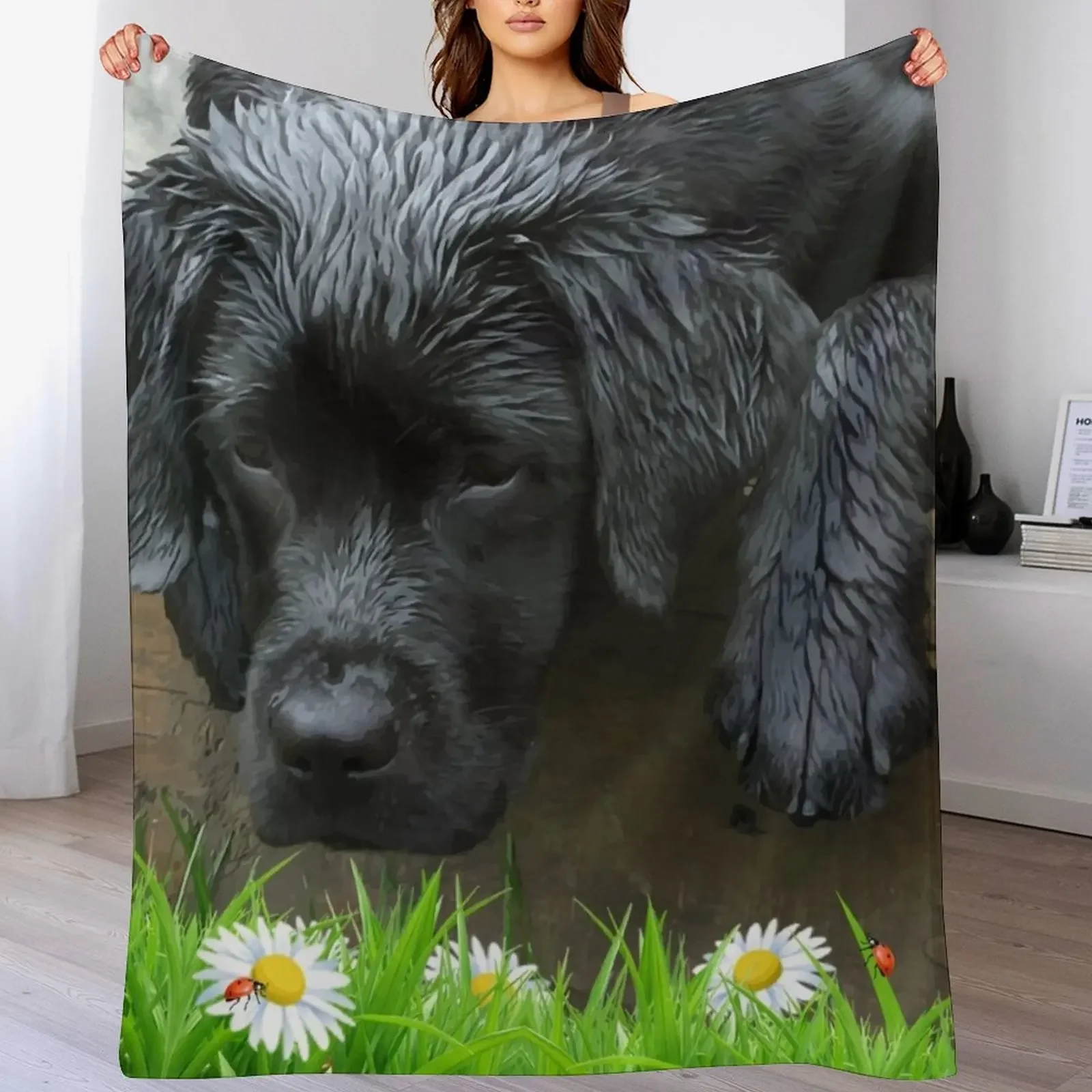 New Appreciate the Little Things - Black Lab & Ladybug Throw Blanket Decorative Sofas Luxury Hairys Retros Blankets