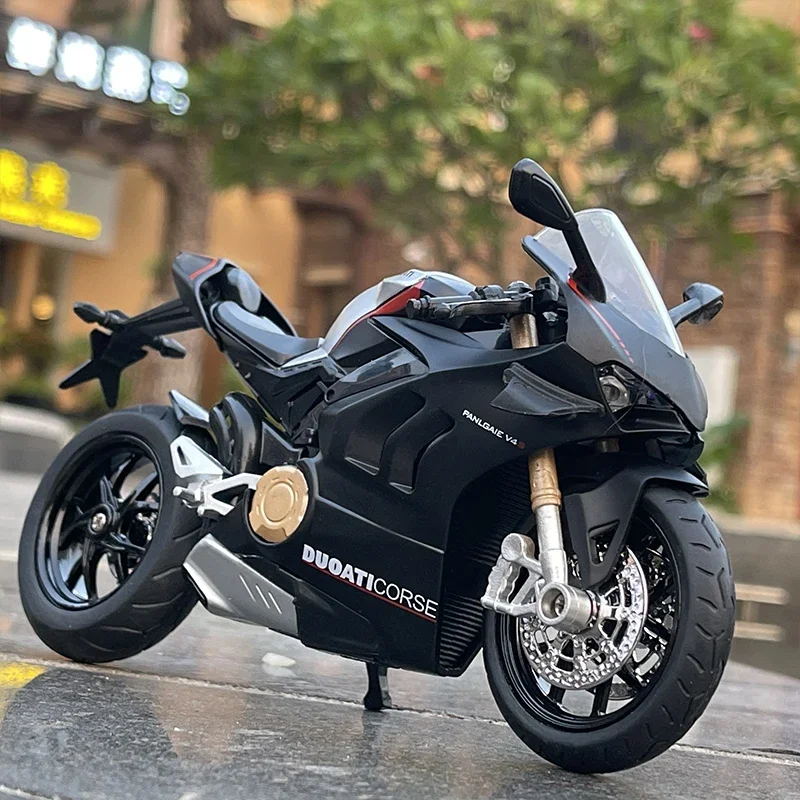 Ducati Panigale-motocicleta de carreras de campo traviesa V4S, juguete de simulación de aleación, colección de modelos de motocicleta callejera,