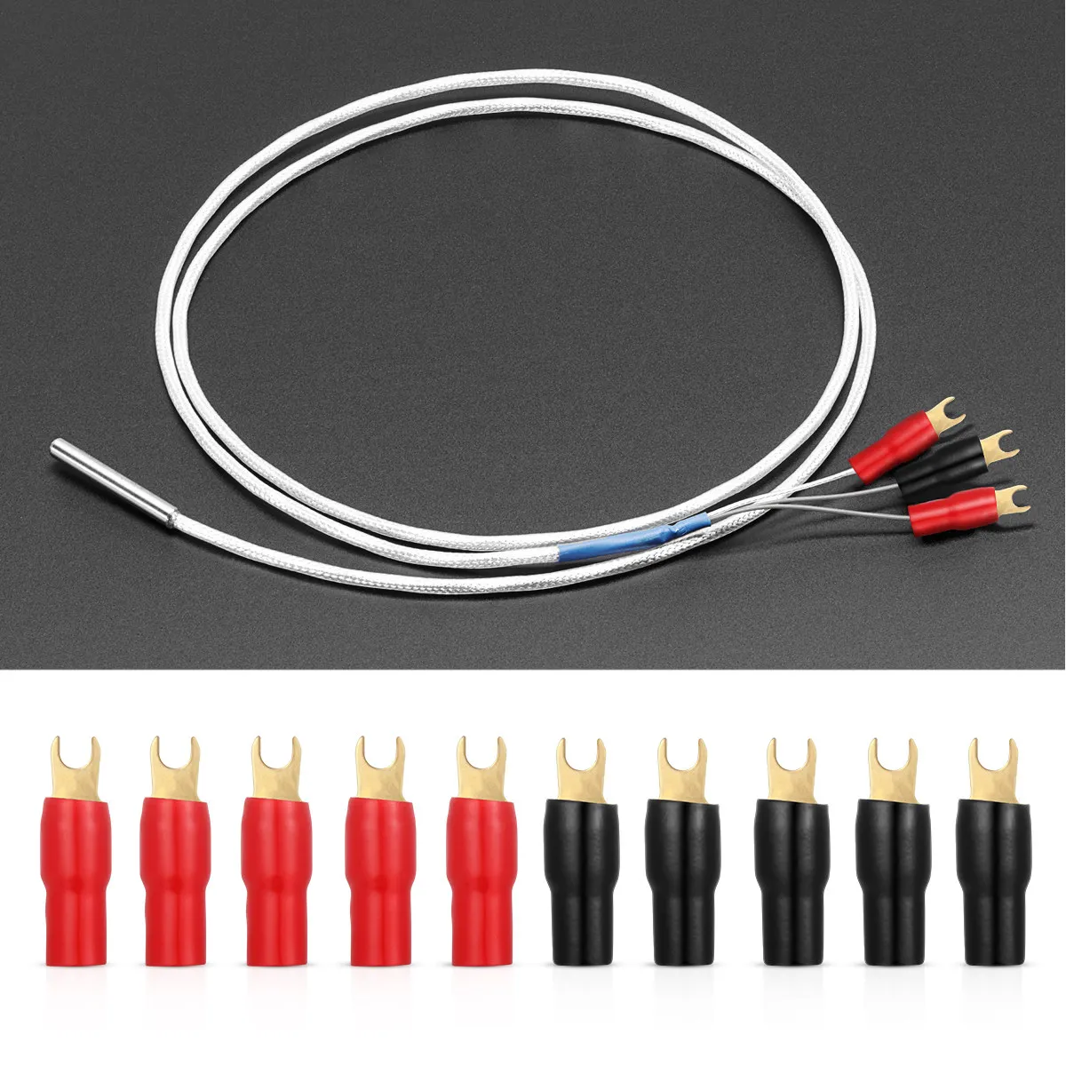 5 Pairs Copper Gold Plated 4 Gauge Strip Spade Terminal Spade Fork Adapters Connectors Plugs Crimp Barrier Spades For Speaker