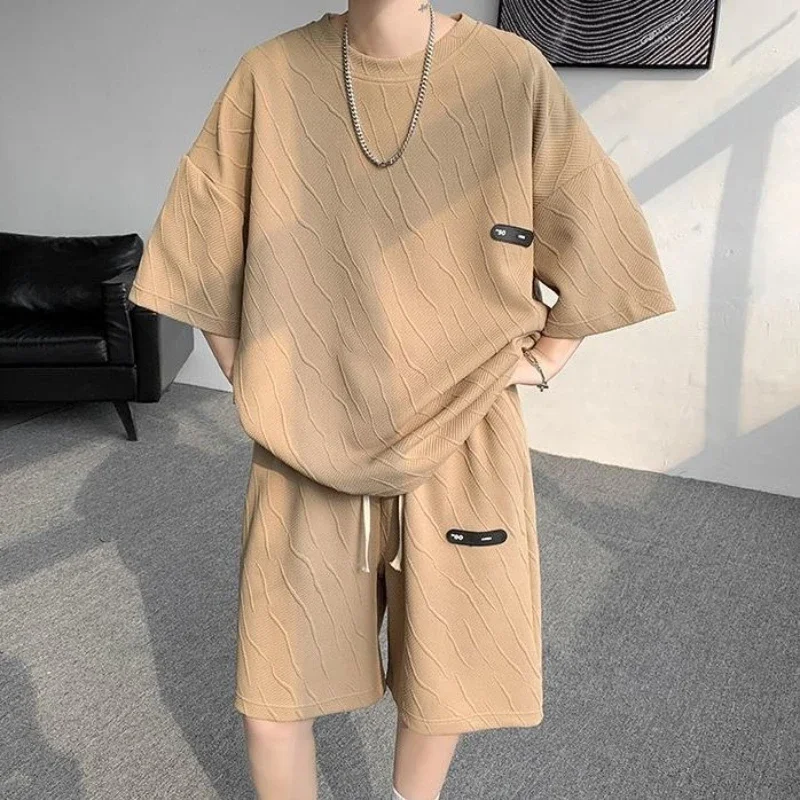 

Жаккардовые мужские комплекты, спортивный костюм, толстовки, оригинальные бренды, облегающие футболки из полиэстера, шорты, костюмы для мужчин