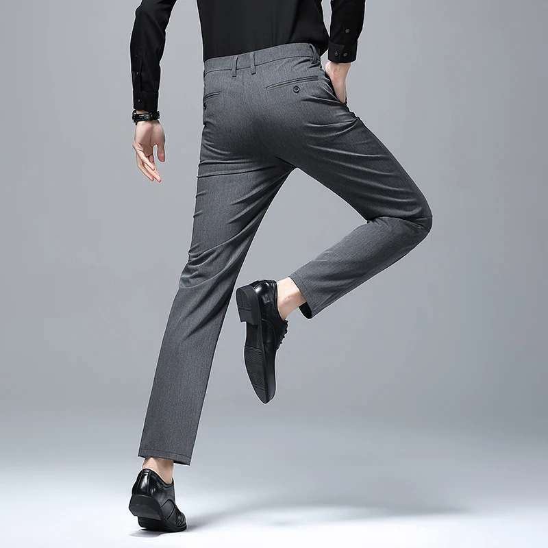 Summer Men'S New Breathable Smooth And Stylish Casual Straight Leg Pants Spring Fashion Comfortable Versatile Business Trousers