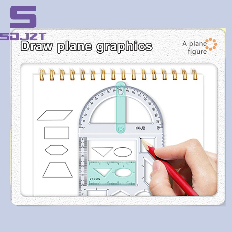 For School Multifunctional Primary School Activity Drawing Geometric Ruler Triangle Ruler Compass Protractor Set Measuring Tool