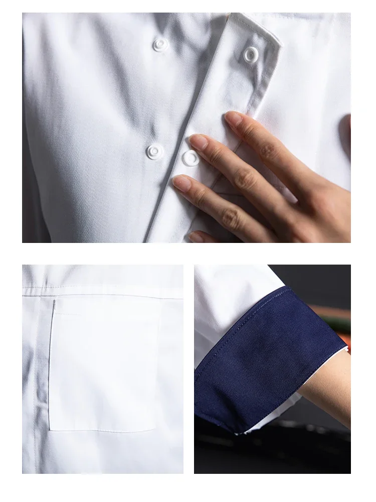 Catering Service Restaurant Chef Workwear Women Canteen Waiter/Waitress Uniform Kitchen Clothes Classic Cook Jacket for Men