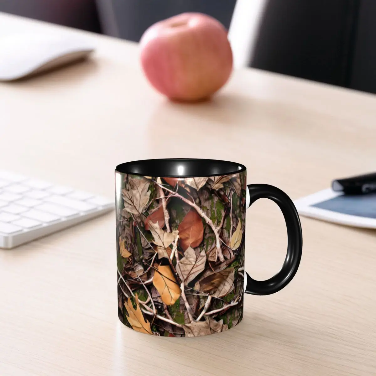 Realistic Tree Hunting Camo Leaves Sticks And Bark Camoflouge Mug Funny Ceramic Coffee Cups Tea Mugs Milk Cup Drinkware Gift