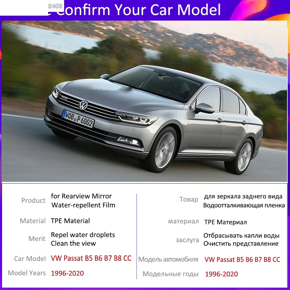 Full Cover Anti Fog Film Rearview Mirror Films Rainproof Accessories For Volkswagen VW Passat B6 B7 B8 CC 1997~2020