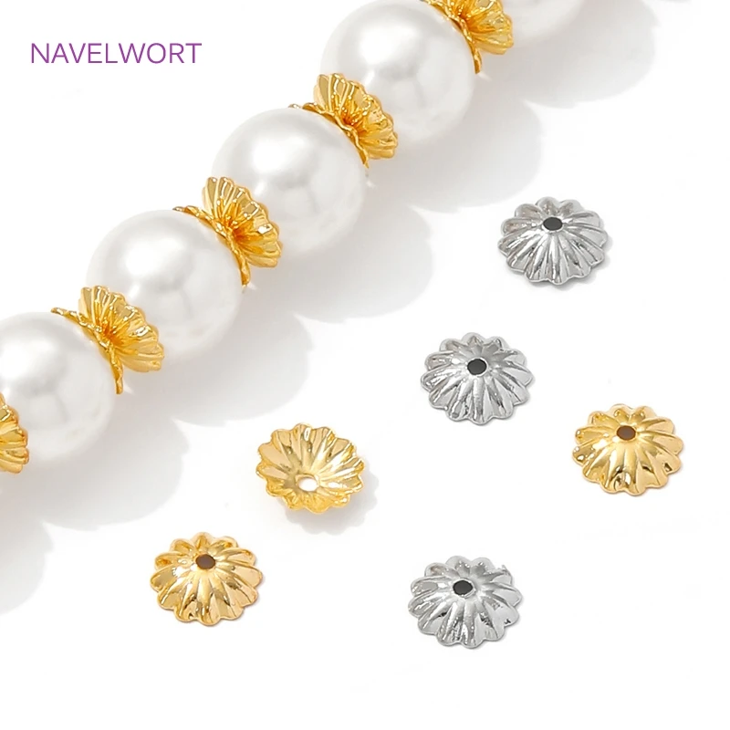 

шапочки для бусин 50/100 шт., 18 К позолоченные 6 мм, колпачки для бусин-разделителей, латунные колпачки для цветочных бусин для изготовления ювелирных изделий, колпачки для бусин, принадлежности для ювелирных изделий