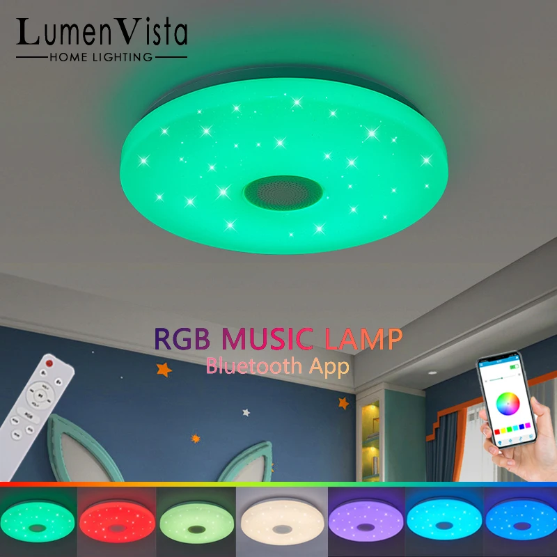 LED Bluetooth Music Ceiling light 36W RGB intelligence Ceiling Lamp APP Remote control Dimmable 220V Bedroom Home lights Lustre