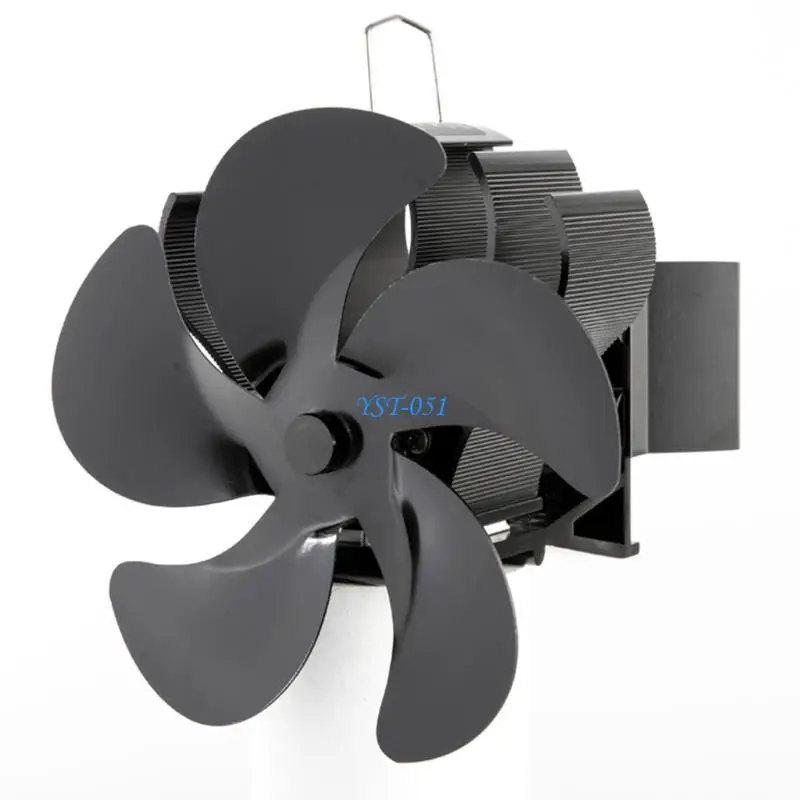 E15A 5 شفرات مطورة تعمل بالطاقة الحرارية مروحة مدفأة هادئة وفعالة لسجل الخشب بيليه صديقة للبيئة تدفق هواء أكبر BG602 #4