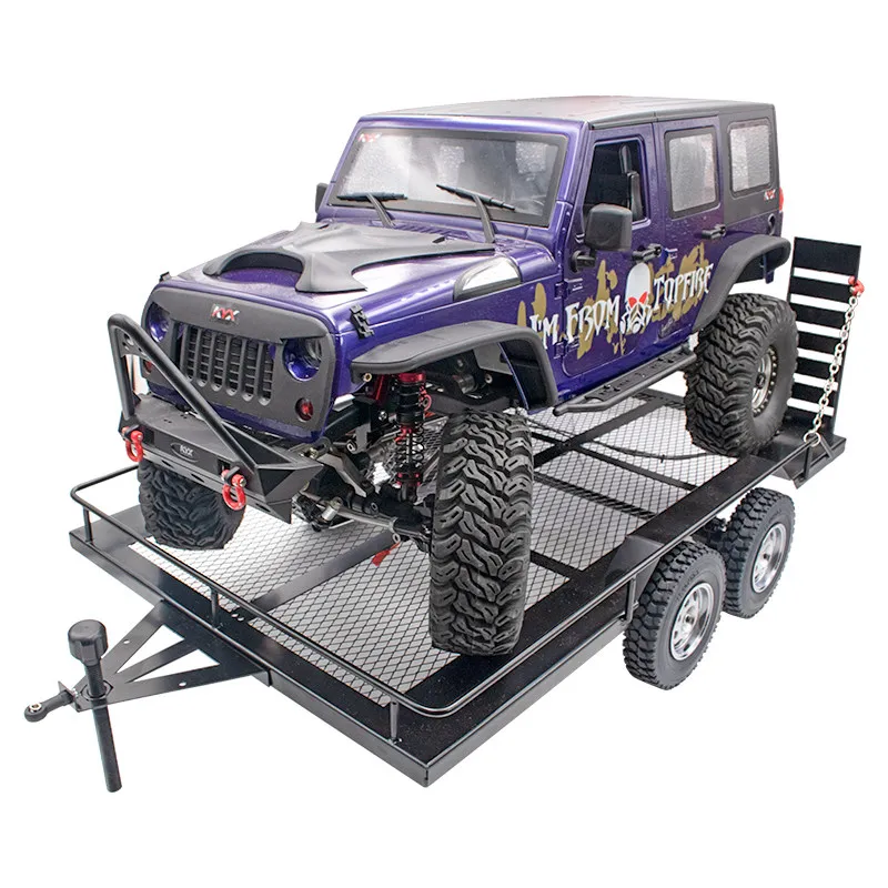 KYX simulation model driver welding large trailer dual axle metal flatbed truck SCX TRX suitable for semi-trailer