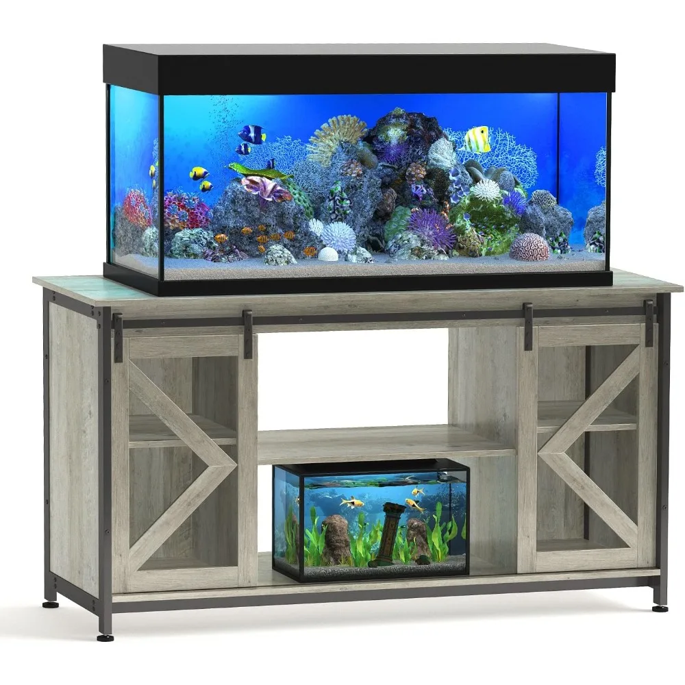 

50-80 Gallon Fish Tank Stand, Heavy Duty Aquarium Stand with Cabinet for Fish Tank Accessories Storage - 1000 LBS Capacity, 58.9