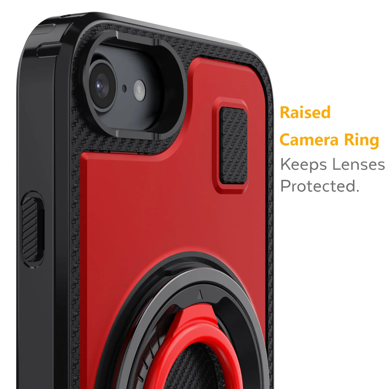 Para iPhone 7 4,7 polegadas Caso Híbrido À Prova de Choque Anel Duplo Kickstand Suporte Resistente Telefone Hard Slim Cover Vermelho