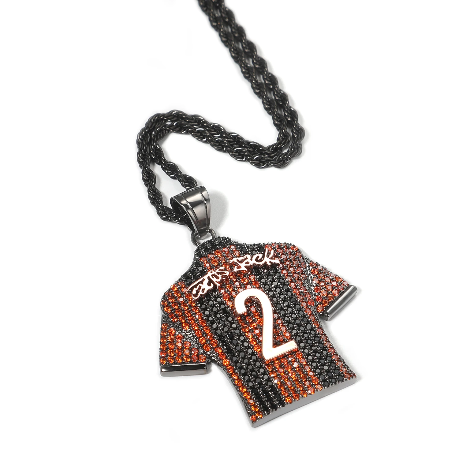 

UWIN Customized Number&Name Jersey Pendant Necklace for Men Personalized Iced Out Cubic Zircon Milan Rossoneri Fashion Jewelry