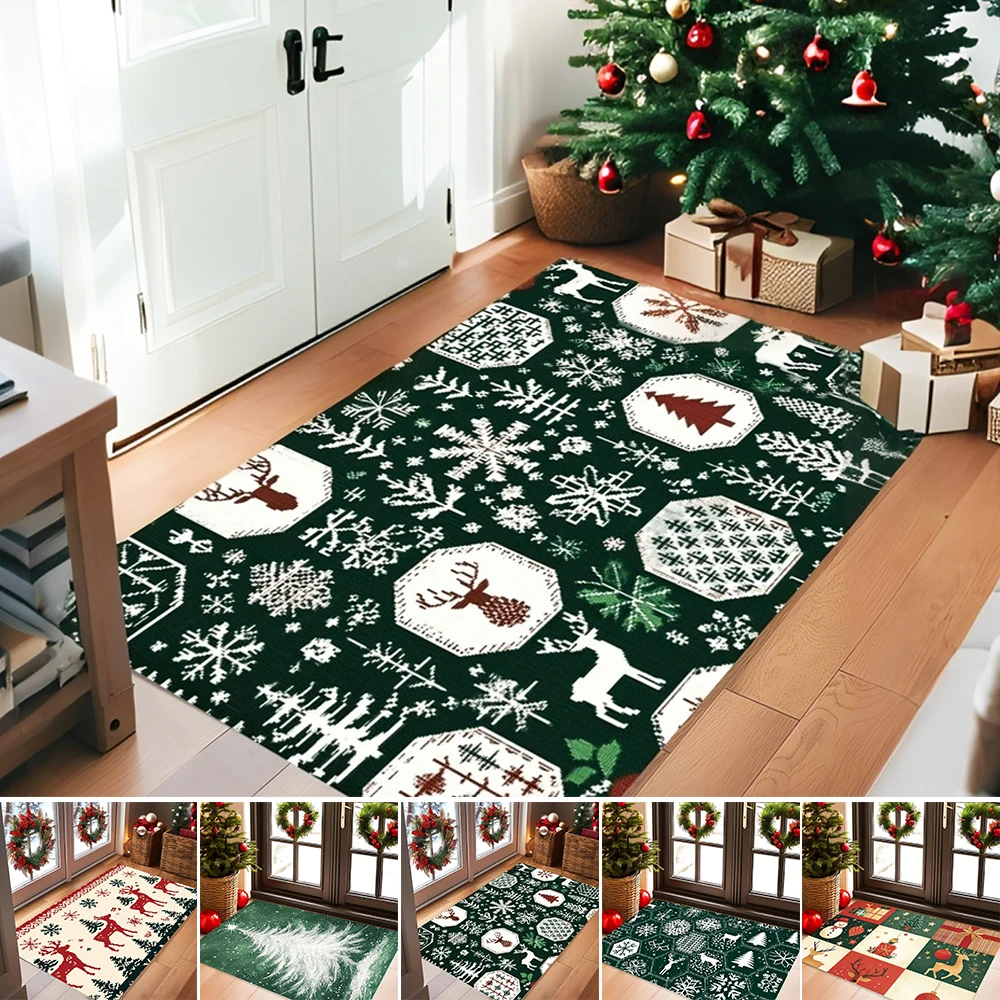 

Xmas Mats Modern Door Mats Entrance Crystal Velvet Absorbent Floor Mat for Bath Kitchen Home Decorative Rmats Decoração Natalina