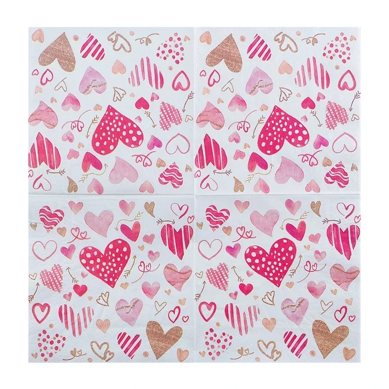 Wood Pulp Printed Napkins Hotel Restaurant Wedding Wedding Pink Love Square Mouth Cloth Valentine\'s Day Coloured Paper Towels