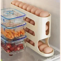 4-Layer Slide Egg Storage Box, Automatic Rolling Egg Dispenser, Large Capacity Refrigerator Side Door Organizer for Kitchen 2
