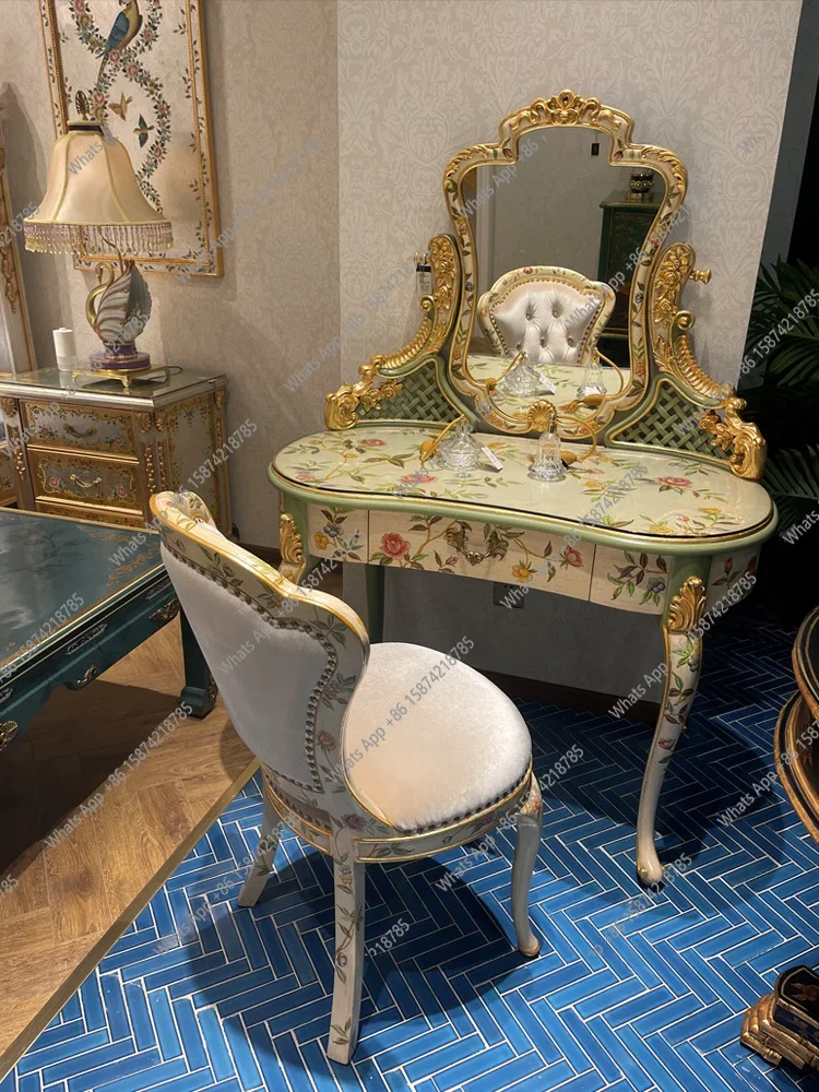 Xx French Court Style Romantic Bedroom Furniture Makeup Table European Exquisite Solid Wood Painted Dresser