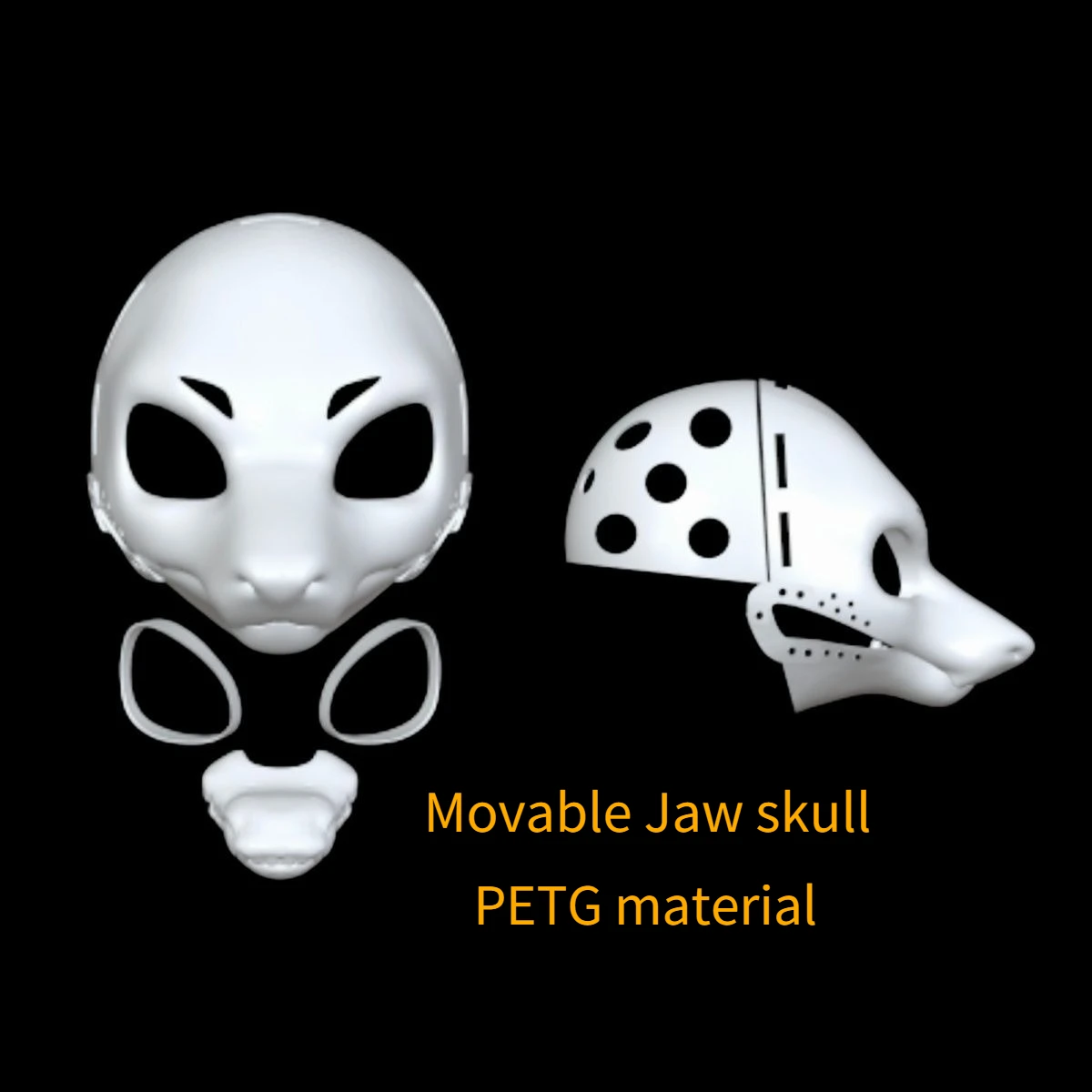 

Kigurumi Base Mask Original 3D Printing Semi-realistic Handsome Canine Movable Jaw Beast Skull