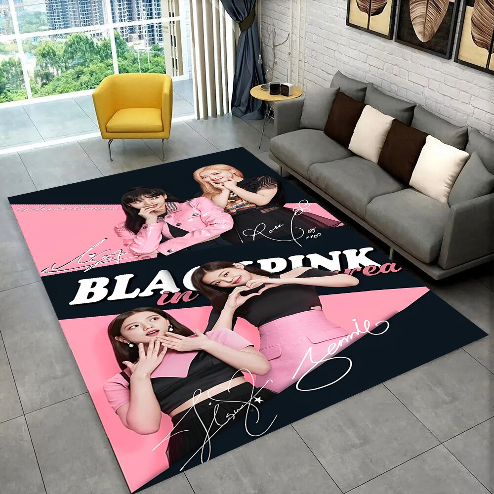 Alfombra 3D de Kpop Girls B-black-pink HD para Sala de Estar, Dormitorio, Decoración del Hogar, Tapete Antideslizante para Sofá, Regalos