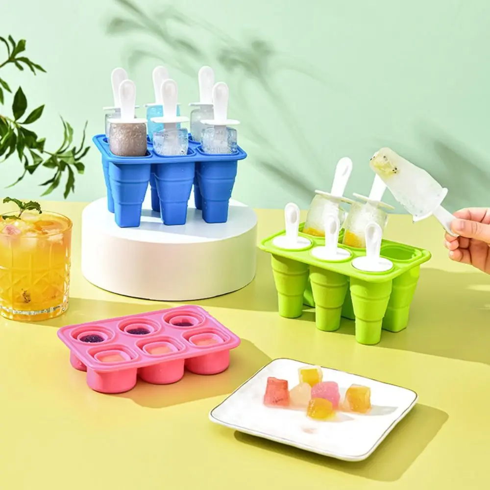 6/8 Pieces New Silicone Popsicle Molds Reusable Easy Release Ice Cream Molds Foldable BPA Free Silicone Popsicle Mould Home