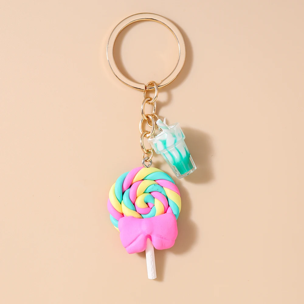 Pretty Resin Candy Lollipop Keychain, Juice Pendant