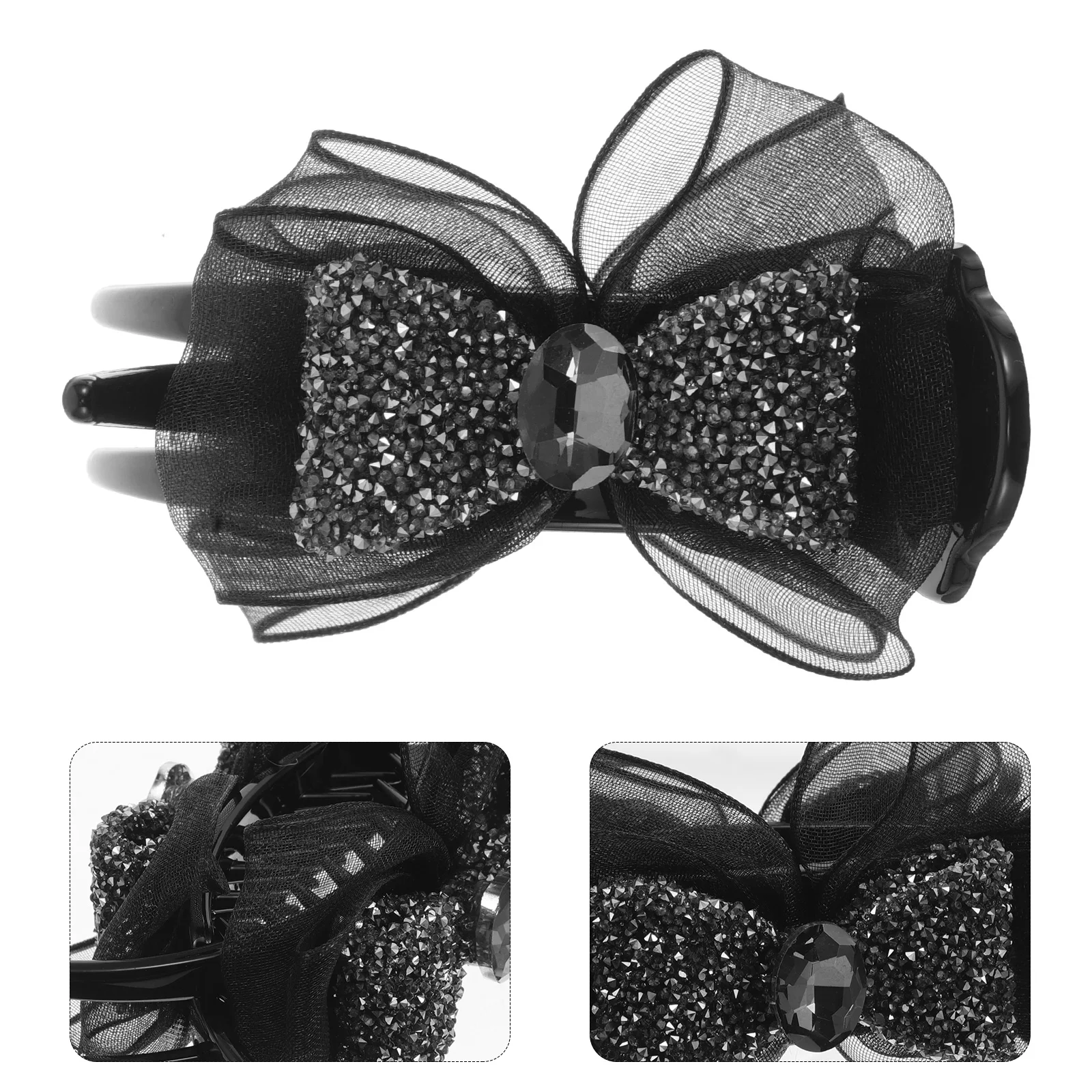 

Sparkling Rhinestone Hair Claw Clip Bow High Ponytail Bun Updo Strong Grip Decorative Accessories For Women Wedding Party