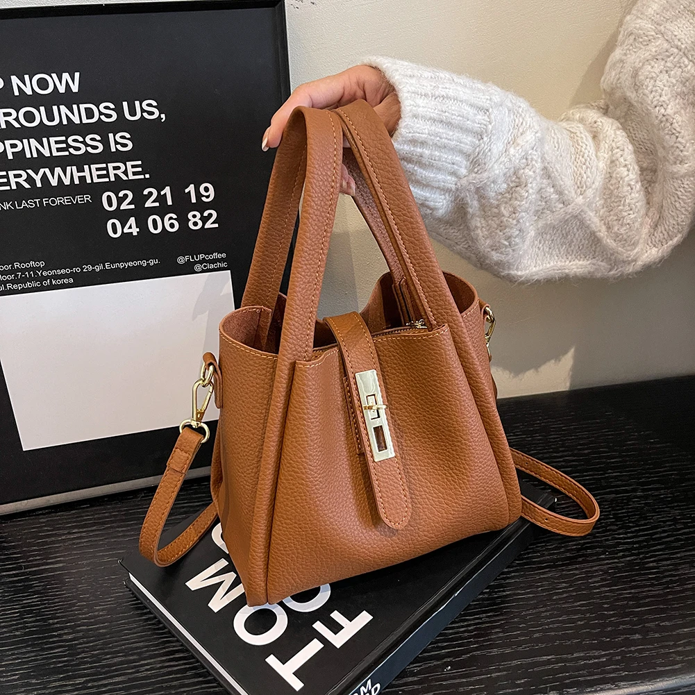 Casual Bucket Shoulder Bags for Women Female Designers Top-Handle Bags Small PU Leather Crossbody Bags Purses Messenger Handbags